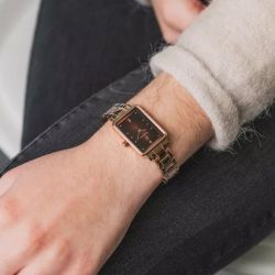 Montre femme pierre lannier ariane doré-rose cadran chocolat bracelet acier doré-rose 052j988 - montres-femme - edora - 1