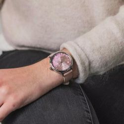 Montre femme pierre lannier tallia argenté cadran rose bracelet cuir rose 062k655 - fete-des-meres - edora - 1
