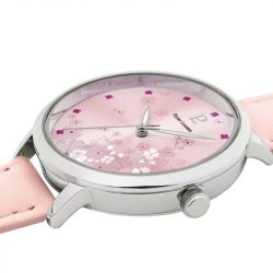 Montre femme pierre lannier tallia argenté cadran rose bracelet cuir rose 062k655 - fete-des-meres - edora - 2