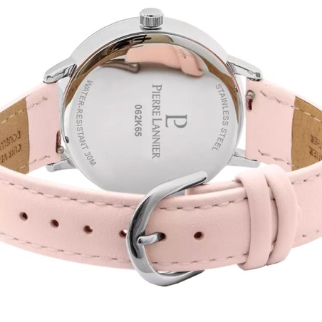 Montre femme pierre lannier tallia argenté cadran rose bracelet cuir rose 062k655 – montres françaises