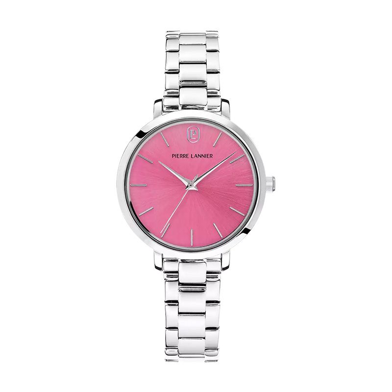Montre femme pierre lannier chouquette argenté cadran rose bracelet acier argenté 078j659 - montres-femme - edora
