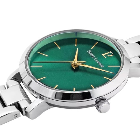 Montre femme pierre lannier chouquette argenté cadran vert bracelet acier argenté 078j691 – montres françaises
