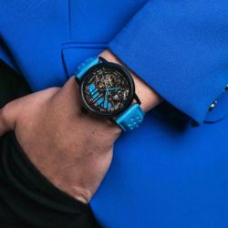 Montre femme pierre lannier paddock noir cadran noir bracelet cuir bleu 141k671 - montres-femme - edora - 1