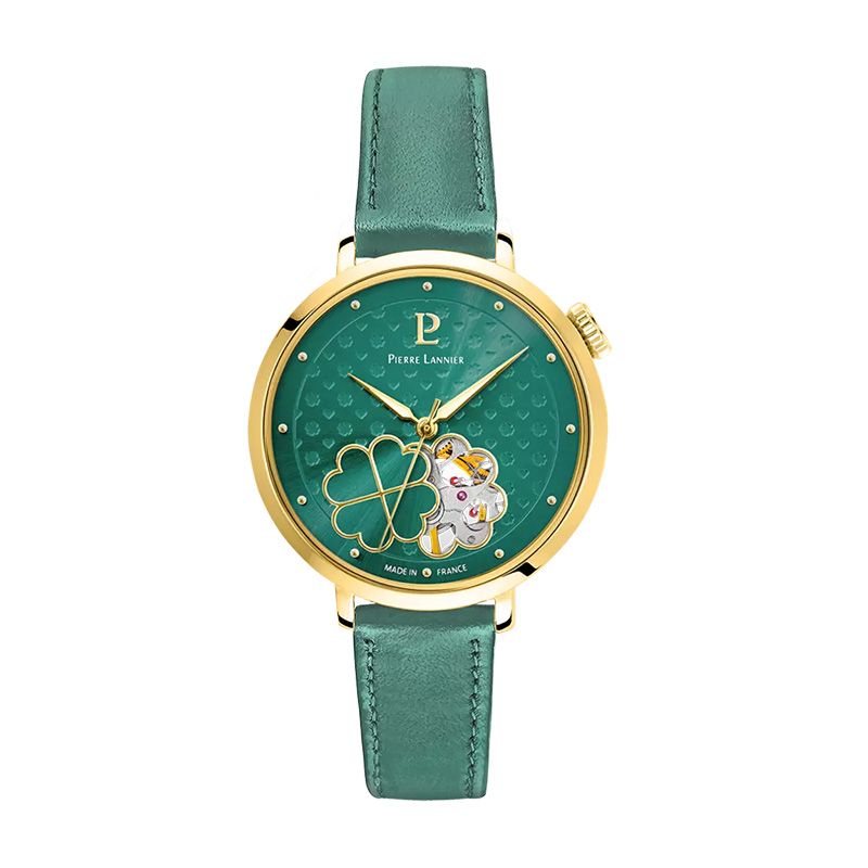 Montre femme pierre lannier esperance doré cadran vert bracelet cuir vert 147k577 - montres-femme - edora