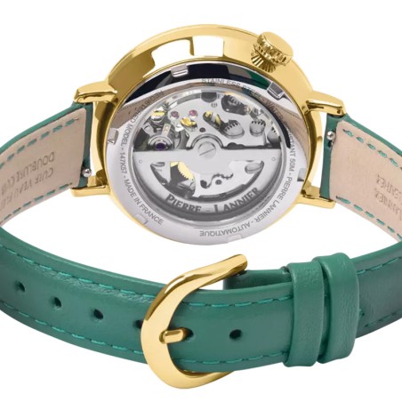 Montre femme pierre lannier esperance doré cadran vert bracelet cuir vert 147k577 – montres françaises