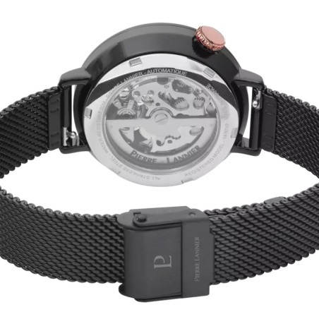 Montre femme pierre lannier australe gris cadran noir bracelet acier gris 149k739 – montres françaises