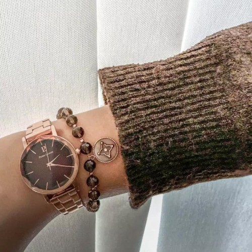 Coffret Femme PIERRE LANNIERMULTIPLES Doré-rose Cadran Chocolat Bracelet Acier Doré-rose 175F988