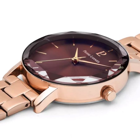 Coffret femme pierre lannier  multiples doré-rose cadran chocolat bracelet acier doré-rose 175f988 – montres françaises