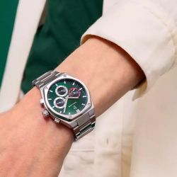 Montre homme pierre lannier copilote argenté cadran vert bracelet acier argenté 230f171 - montres-homme - edora - 1