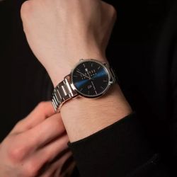 Montre homme pierre lannier data cadran bleu bracelet acier argenté 242d161 - montres-homme - edora - 1