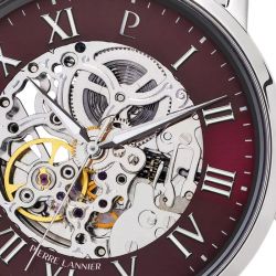 Montre homme pierre lannier automatic argenté cadran bordeaux bracelet acier argenté 317b151 - montres-homme - edora - 2