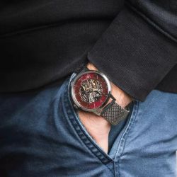 Montre homme pierre lannier automatic argenté cadran bordeaux bracelet acier milanais argenté 323d151 - accueil - edora - 1