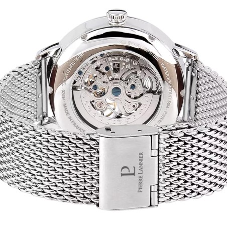 Montre homme pierre lannier automatic argenté cadran vert bracelet acier milanais argenté 323d171 – montres françaises