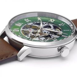 Montre homme pierre lannier automatic argenté cadran vert bracelet cuir brun 323d174 - montres-homme - edora - 2