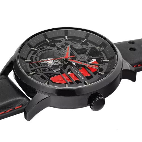 Montre Homme PIERRE LANNIER PADDOCK Cadran Noir Bracelet Cuir Perforé Noir 338A433