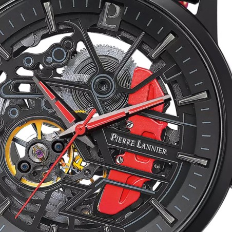 Montre homme pierre lannier paddock cadran noir bracelet cuir perforé noir 338a433 – montres françaises