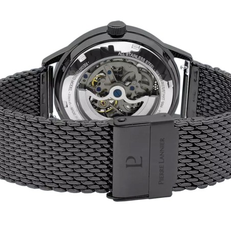 Montre homme pierre lannier paddock cadran noir bracelet acier milanais noir 338a459 – montres françaises