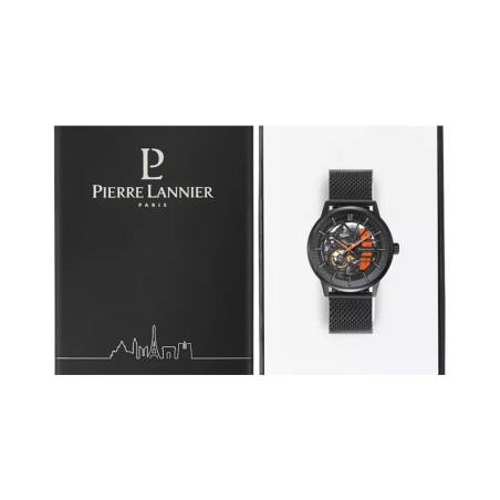 Montre homme pierre lannier paddock cadran noir bracelet acier milanais noir 338a459 – montres françaises