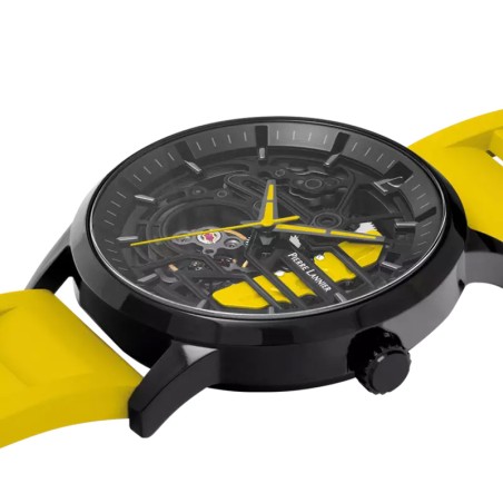 Montre homme pierre lannier  paddock noir cadran noir bracelet caoutchouc jaune 341a449 – montres françaises