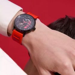 Montre homme pierre lannier paddock noir cadran noir bracelet caoutchouc rouge 341a459 - montres-homme - edora - 1