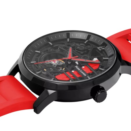 Montre homme pierre lannier paddock noir cadran noir bracelet caoutchouc rouge 341a459 – montres françaises