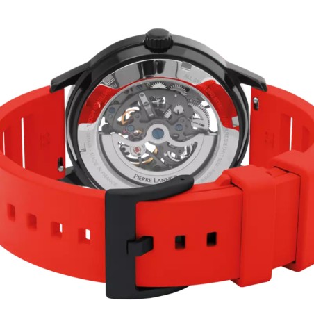 Montre homme pierre lannier paddock noir cadran noir bracelet caoutchouc rouge 341a459 – montres françaises