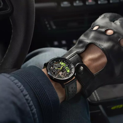 Montre Homme PIERRE LANNIER PADDOCK Cadran Noir Bracelet Cuir Noir 341A477