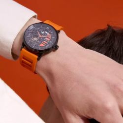 Montre homme pierre lannier paddock noir cadran noir bracelet caoutchouc orange 341a499 - montres-homme - edora - 1