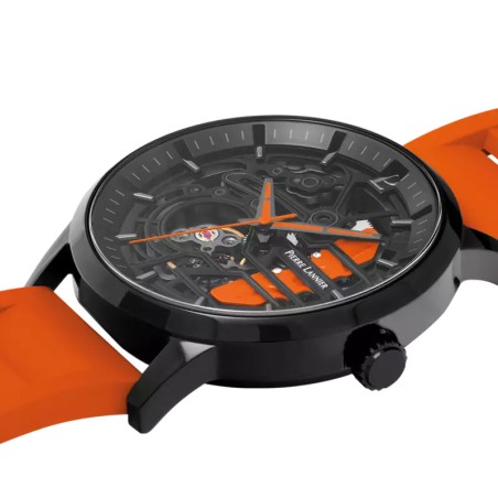 Montre homme pierre lannier paddock noir cadran noir bracelet caoutchouc orange 341a499 – montres françaises