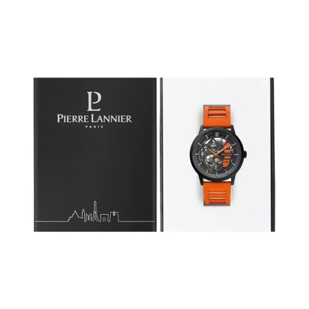Montre homme pierre lannier paddock noir cadran noir bracelet caoutchouc orange 341a499 – montres françaises