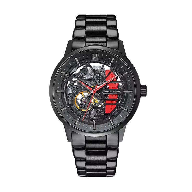 Montre homme pierre lannier paddock noir cadran noir bracelet acier noir 344a459 - montres-homme - edora