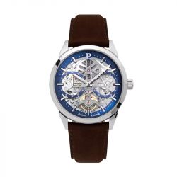 Montre homme pierre lannier monarck argenté cadran bleu bracelet cuir brun 346a164 - montres-homme - edora - 0