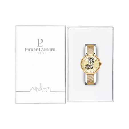 Montre femme pierre lannier melodie cadran doré bracelet acier milanais doré 349a502 – montres françaises