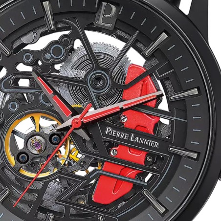 Coffret homme pierre lannier paddock cadran noir bracelet acier milanais noir 385c439 – montres françaises