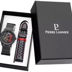 Coffret homme pierre lannier paddock cadran noir bracelet acier milanais noir 385c439 - montres-homme - edora - 4