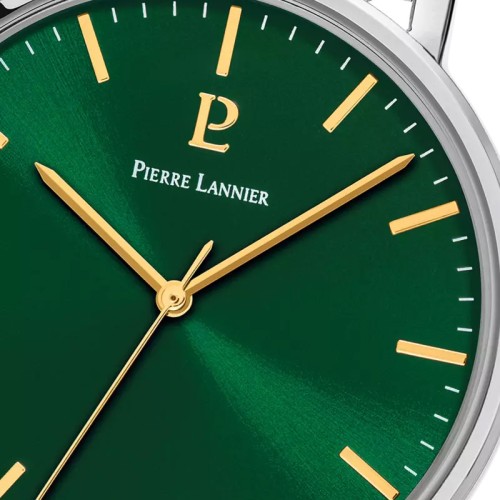 Coffret Homme PIERRE LANNIER ESSENTIAL Cadran Vert Bracelet Cuir Brun 386C171