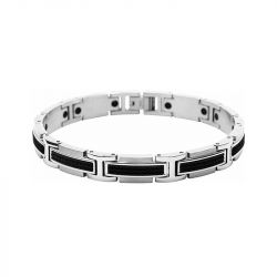 Bracelet homme rochet versus acier argenté et silicone noir b461081 - bracelets-homme - edora - 0