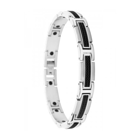 Bracelet homme rochet versus acier argenté et silicone noir b461081 – bracelets homme