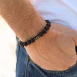 Bracelet homme rochet zen perles pierre de lave hb2801 - bracelets-homme - edora - 1