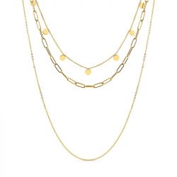 Collier femme trois rangs edora acier doré edo432167 - colliers-femme - edora - 0