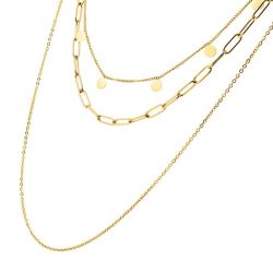 Collier femme trois rangs edora acier doré edo432167 - colliers-femme - edora - 1