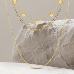 Collier femme trois rangs edora acier doré edo432167 - colliers-femme - edora - 2