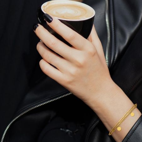 Bracelet or & argent, bracelet plaqué or, bracelet cuir & tissu - bracelets-femme - edora - 2