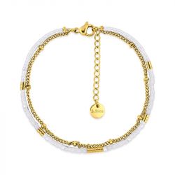 Bracelet femme double rang edora acier doré et cristaux edo433986 - bracelets-femme - edora - 0