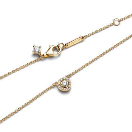 Collier femme pandora timeless à pendentif halo pavé rond 363548c01 – colliers femme
