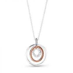 Collier femme pandora signature pendentif cercles bicolores 389483c01 - colliers-femme - edora - 2