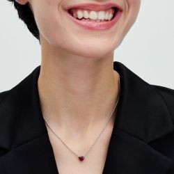 Collier femme pandora timeless pendant halo cœur rouge scintillant 392542c01 - colliers-femme - edora - 1