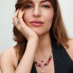 Collier femme pandora timeless pendant halo cœur rouge scintillant 392542c01 - colliers-femme - edora - 4