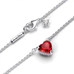Collier femme pandora timeless pendant halo cœur rouge scintillant 392542c01 - colliers-femme - edora - 5
