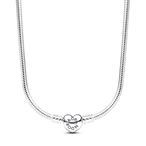 Collier Femme Pandora Moments Maille Serpent Fermoir Cœur 393091C00